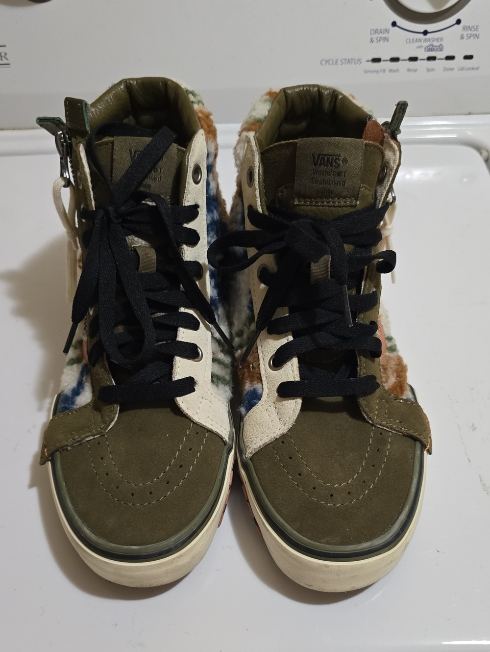 Woman Olive Green & Multicolor High-Top Sneakers